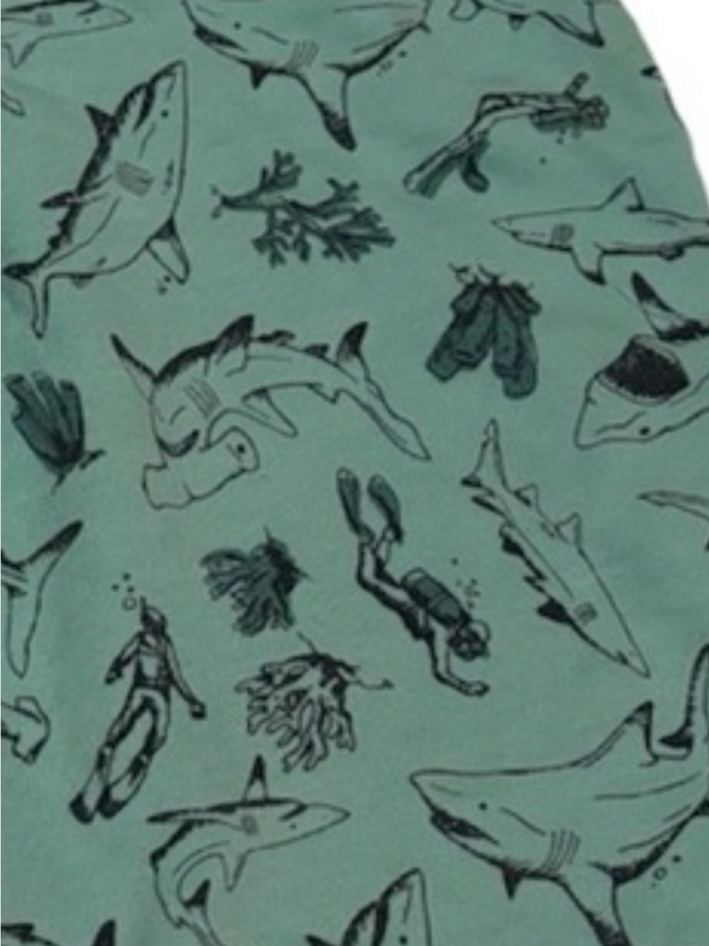 Kids Green Shark Print Shorts
